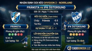 Nhận định soi kèo Fransta vs IFK Östersund 00h 30 ngày 11/06/2026 – Division 2 - Norrland