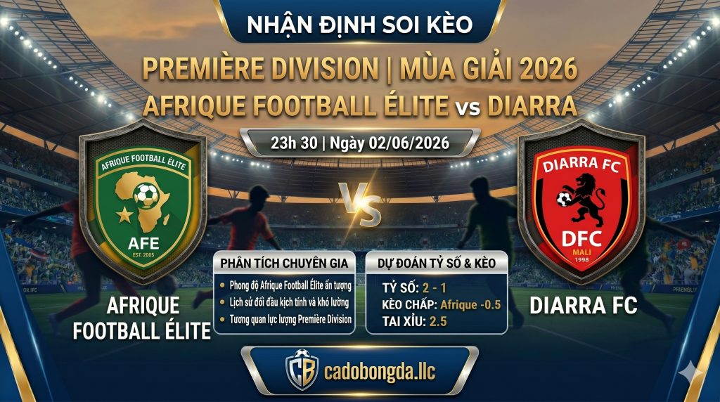 Nhận định soi kèo Afrique Football Élite vs Diarra 23h 30 ngày 02/06/2026 – Première Division
